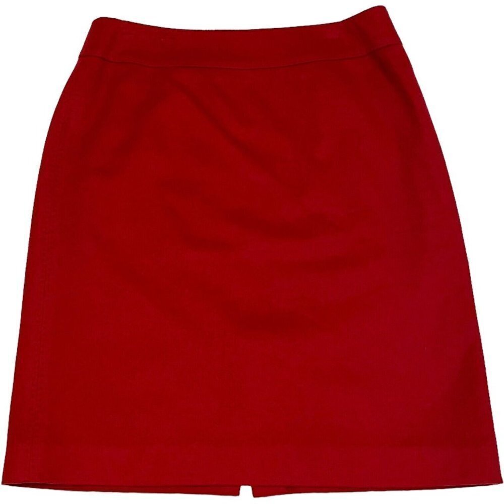 🍀 Ann Taylor Petites Cherry Red Cashmere Wool Blend Lined Pencil Skirt Size 10P